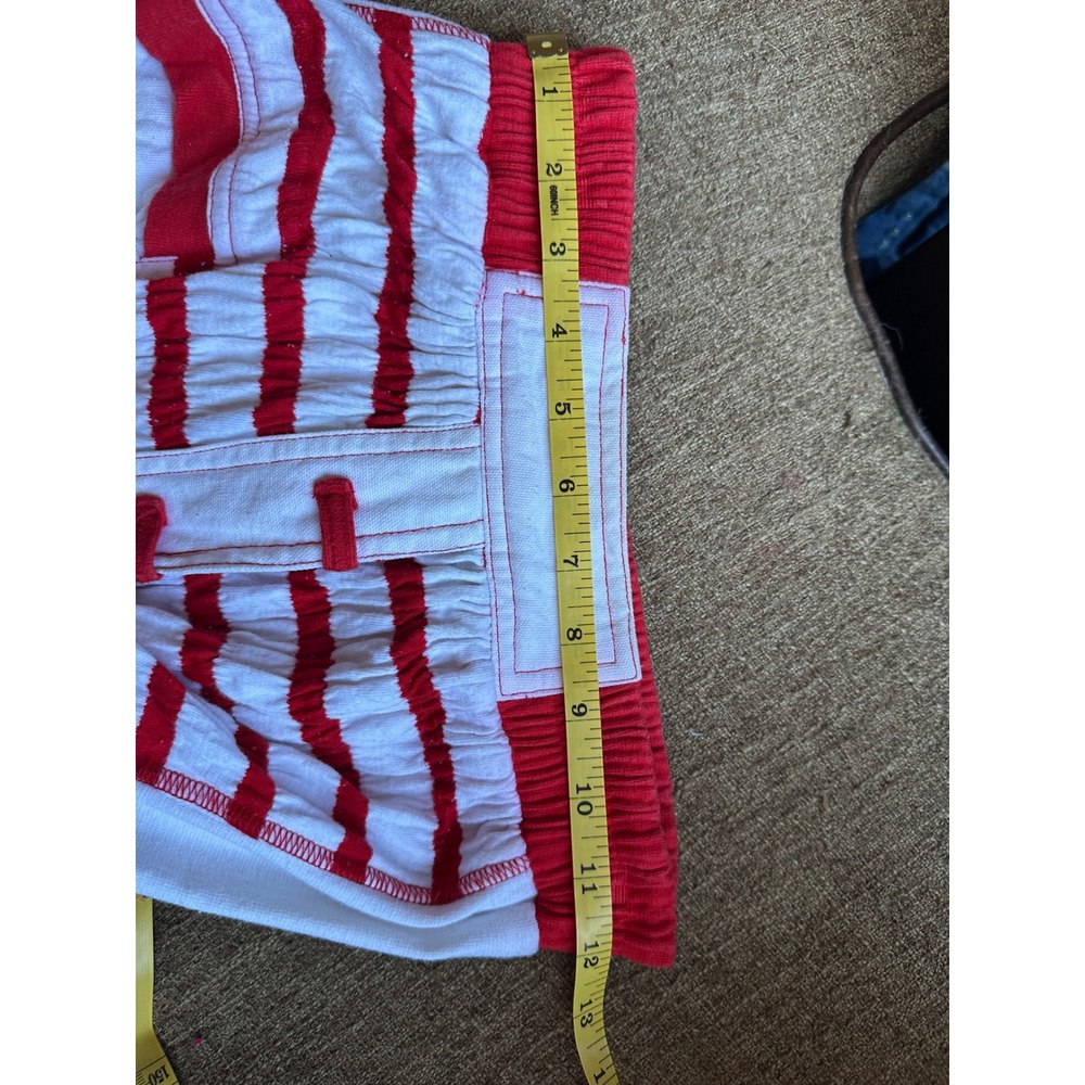 Phyllis Sues Vintage Red White Striped Crinkle Pants Tropical Patch Retro Small - Picture 3 of 16